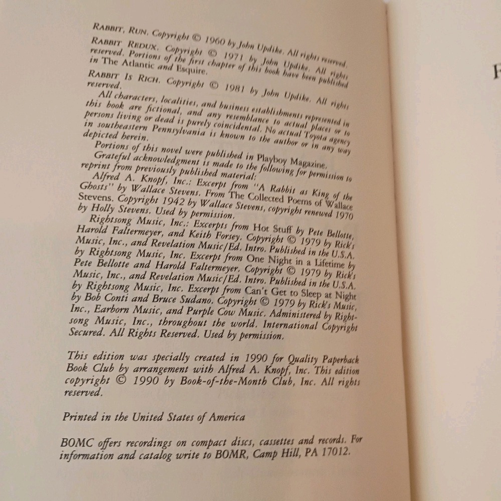 Rabbit Run, Rabbit Redux, Rabbit Is Rich by John Updike 1990 Paperback - Picture 7 of 7